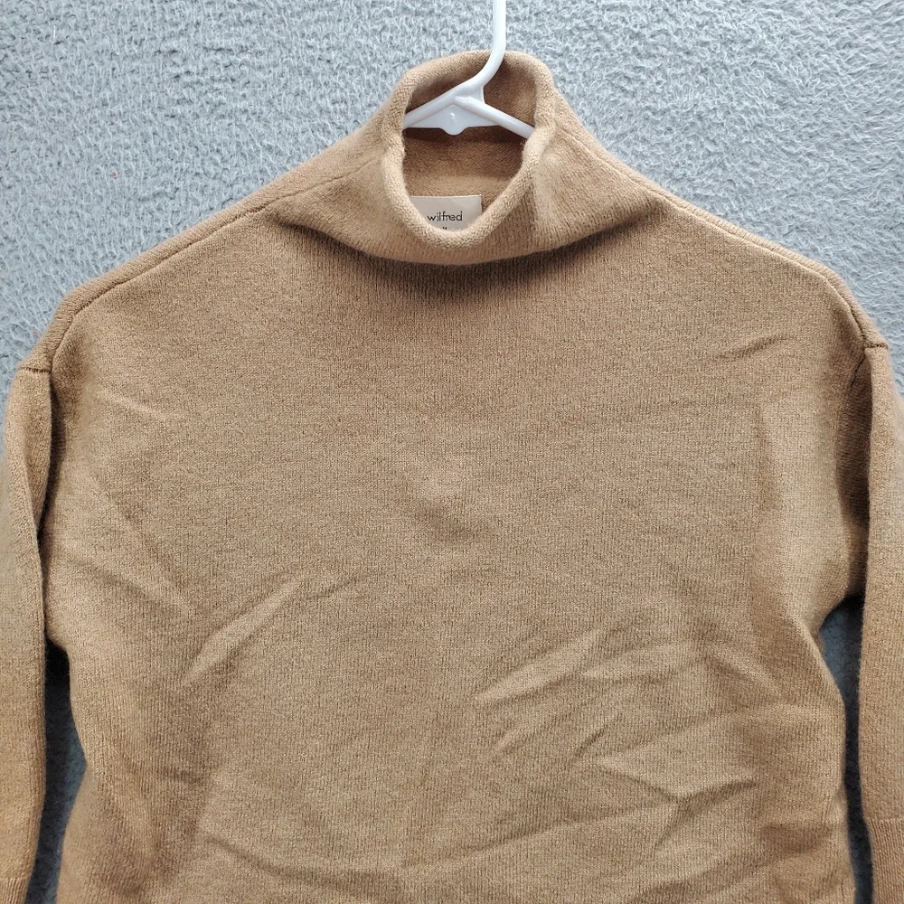 Wilfred Cyprie Sweater Womens Medium Merino Wool Mockneck Tan